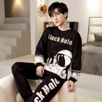 2021 New Mens Pajamas Spring And Autumn Cotton Long Sleeve Cartoon Junior Fall Winter Homewear Student Set