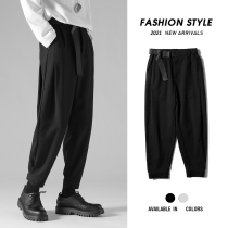 Mens casual pants Summer thin pants trend versatile loose-legged suit pants Ruffian handsome Harun nine-point trousers