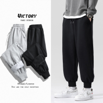 Pants mens casual trousers plus velvet padded padded pants trend loose Tide brand autumn and winter leg sports pants