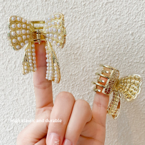 Hairpin net red 2021 new hair clip female summer large back of the head hairpin pearl bow headdress