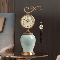 High-end atmospheric clock living room home desktop European retro American new Chinese quartz clock ornaments clock mute