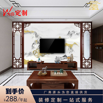 Dongyang wood carving Chinese flower grid TV background wall living room hollow ceiling solid wood carved partition antique doors and windows