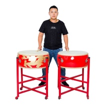 (Flagship store) Big Drum cowhide drum dragon drum China red drum adult childrens performance big flat drum drum gongs