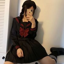 Red three JK uniform skirt genuine basic orthodox sailor suit Summer large size school uniform shirt short sleeve Nanmu Island