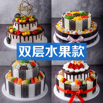 Double-layer European-style fruit cake model 2021 new net celebrity birthday fake cake plastic sample