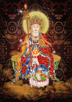 The Buddha portrait of the Ksitigarbha Bodhisattva is dedicated to the home. The outstanding hand-painted Ksitigarbha Bodhisattva portrait H1 photo paper plastic seal