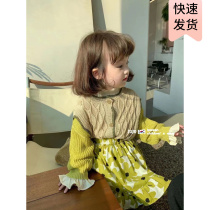 South Korea Dongdaemun Girl clothing girl sweaters cardio-hoodie 2022 spring loaded with new collage-weasel-shirt children foreign air blouses