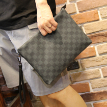 2021 new handbag mens plaid letter envelope bag hand-held document bag PU business casual mens bag