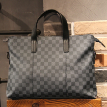 Han Prints Office Bag Mens Handbag Single Shoulder Slanted Satchel Fashion Tide Plaid Computer Bag Briefcase File Package