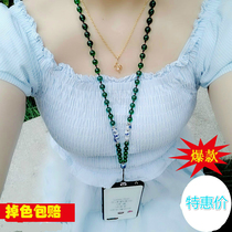 Mobile phone universal lanyard hanging neck crossbody cross chain Pearl Crystal phone case lanyard long strap can be carried shoulder