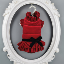 Wine red velvet pet cotton-padded jacket dog winter coat Teddy than bear autumn cat dog winter warm
