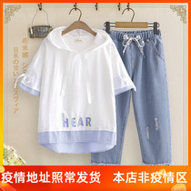 2022 Summer New Fashion Girls Loose Academy Wind Suit Teenage Girls Junior High School Students Casual Sports Two Sets