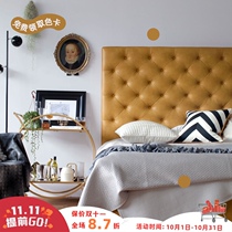 Tomato design American retro bed 1 8 beige leather bed Master Bedroom 1 5m bed light luxury modern wedding bed