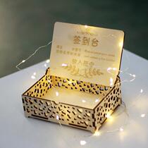 Wooden personalized custom wedding wedding birthday annual meeting graduation activity fingerprint glowing sign-in table layout supplies