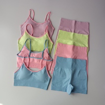 Yoga suit womens summer new professional fitness sports thin paneling beauty back fashion tank top shorts set