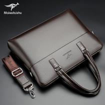 Mark Kangaroo Men Bag genuine leather briefcase Mens business Bull Leather Handbag single shoulderhand with diagonal satchel mens bag