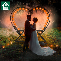 Outdoor bar chair heart-shaped net celebrity punch-in shooting props Wedding photography Photo Hotel bed and breakfast furniture Bali