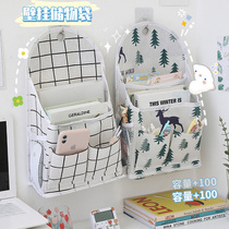 Wall bedside hanging bag door rear storage bag hanging wall artifact wall hanging small mobile phone fabric bedside hanging bag