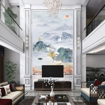New Chinese pick High duplex floor Bamboo Fiber Integrated Wall Panel 8d Villa Background Wall Living-room Sofa Landscape Buttoned Board