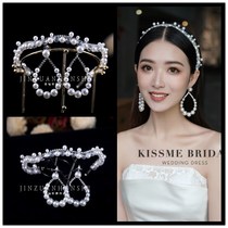 Golden Diamond Bride 2020 New European Korean Vintage Pearl Hair Hoop Earrings Wedding Headwear Photography Tour Women
