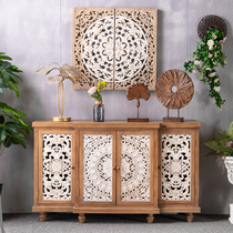 American retro-sculpted floras in solid wood dining side cabinet folk sleeping with old entrance living room leaning against wall to decorate lockers