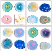 4Pcs Large Irregular Wave Round Coaster Mold Cup Mat Silicon