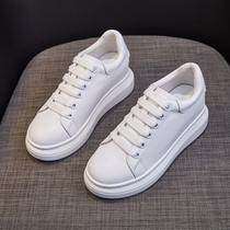 WUXIE French street shot Joker McQueen white shoes leather casual shoes with inner heightened platform shoes