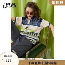 (Pinocchio) Fairy Pocket American Vintage polo Knit Womens 2021 Autumn New Top