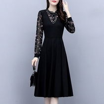 Floral chiffon long sleeve dress spring and autumn models 2021 new size waist slim long age reduction skirt women