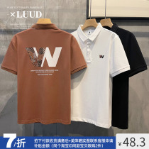 Luud handsome back printing short sleeve POLO shirt trend fashion mens shirt to paul shirt