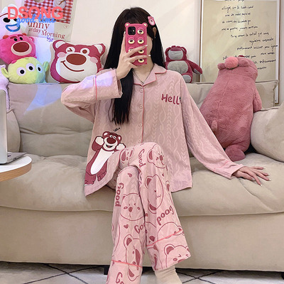 taobao agent Strawberry, autumn pijama, uniform, plus size, cotton, 2023 collection