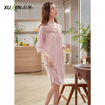 Night Dress Womens summer modal thin half-sleeved mid-skirt pajamas womens ice silk homewear summer dress