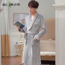 Nightgown men autumn and winter island velvet thickened long warm ancient style bathrobe winter plus size coral velvet thin pajamas