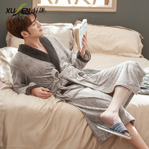 Flannel Sleeping Robes Men Winter Thin style Long sleeves Bathrobes Coral Suede Big Code Conjoined Spring Autumn Thickened Warm Pyjamas