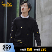 Carbin mens round neck casual long sleeve sweater Autumn and winter new trend national tide Dapeng embroidery sweater B