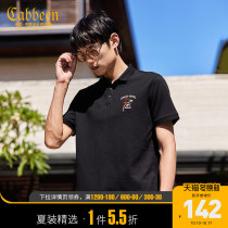 Carbine Mens Casual Black Short Sleeve POLO Top 2021 Spring and Summer New Print Embroidery Trend Commuter Wind C