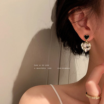 925 Silver Needle Crystal Love Korean Fashion Sweet Temperament Vintage earrings Summer Personality Joker Earrings