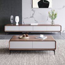 Nordic rock board TV cabinet coffee table combination modern simple large and small apartment paint Italian minimalist living room floor cabinet
