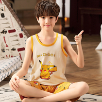 Boys vest cotton suit summer thin childrens cartoon little boy baby sleeveless pajamas new childrens clothing