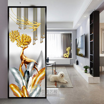 Modern simple art glass screen partition living room entrance tempered frosted double-sided transparent custom lattice