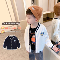 Childrens Cardigan Jacket Spring and Autumn New 2021 Baby Academy Style Top Thin Korean Boys Casual Jacket Tide