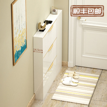 Light luxury ultra-thin shoe cabinet 15cm household door dump type shoe cabinet Simple modern paint into the door narrow 14cm foyer
