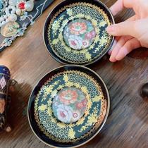 c Italian tax package (boutique) Limoge * s hand-painted gold small porcelain plate pair