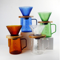Color heat-resistant glass hand-made coffee pot set v60 Coffee filter cup Hammer scale sharing cup drip pot