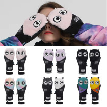Winter new veneers Double board Ski Gloves Big Eyes style Hand Stuffy warm waterproof Inner five finger anti-lose rope