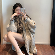 (Cashmere) sweater women loose wear early spring new long lazy wind jacket cardigan foreign sweater sweater
