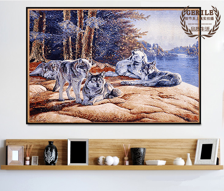 Mongolia imports pure wool tapestries wall blankets (five wolves united) living room study office decorative tapestries
