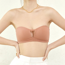 Detachable shoulder strap incognito bandeau underwear Womens small chest gathered rimless bra Summer thin section closed pair of breast beauty back bra