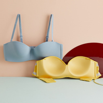  Removable non-steel ring thin small chest summer underwear female strapless bandeau gathered half cup seamless bra bra