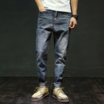 Spring stretch jeans tide small feet Korean version of retro Japanese Harlem pants loose size pants men tide P0306